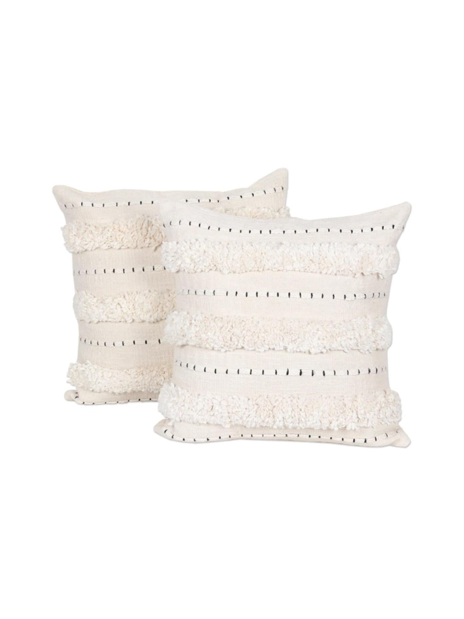 Boho Style Tufted Cushion Cover – Soft Cream Sofa Pillow Cover (18 * 18)inch
