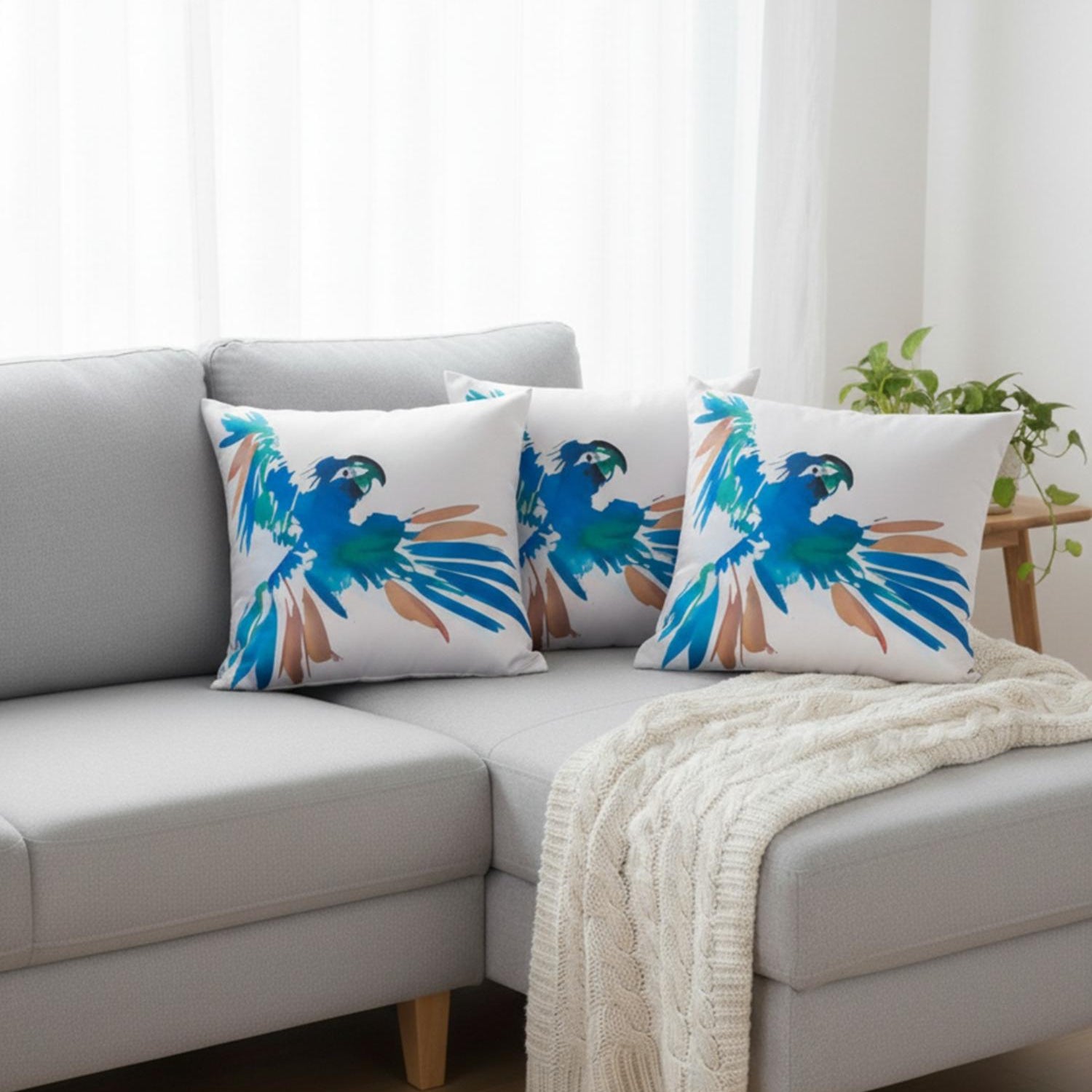 “Abstract Parrot Cushion Cover – Modern Artistic Throw Pillow”