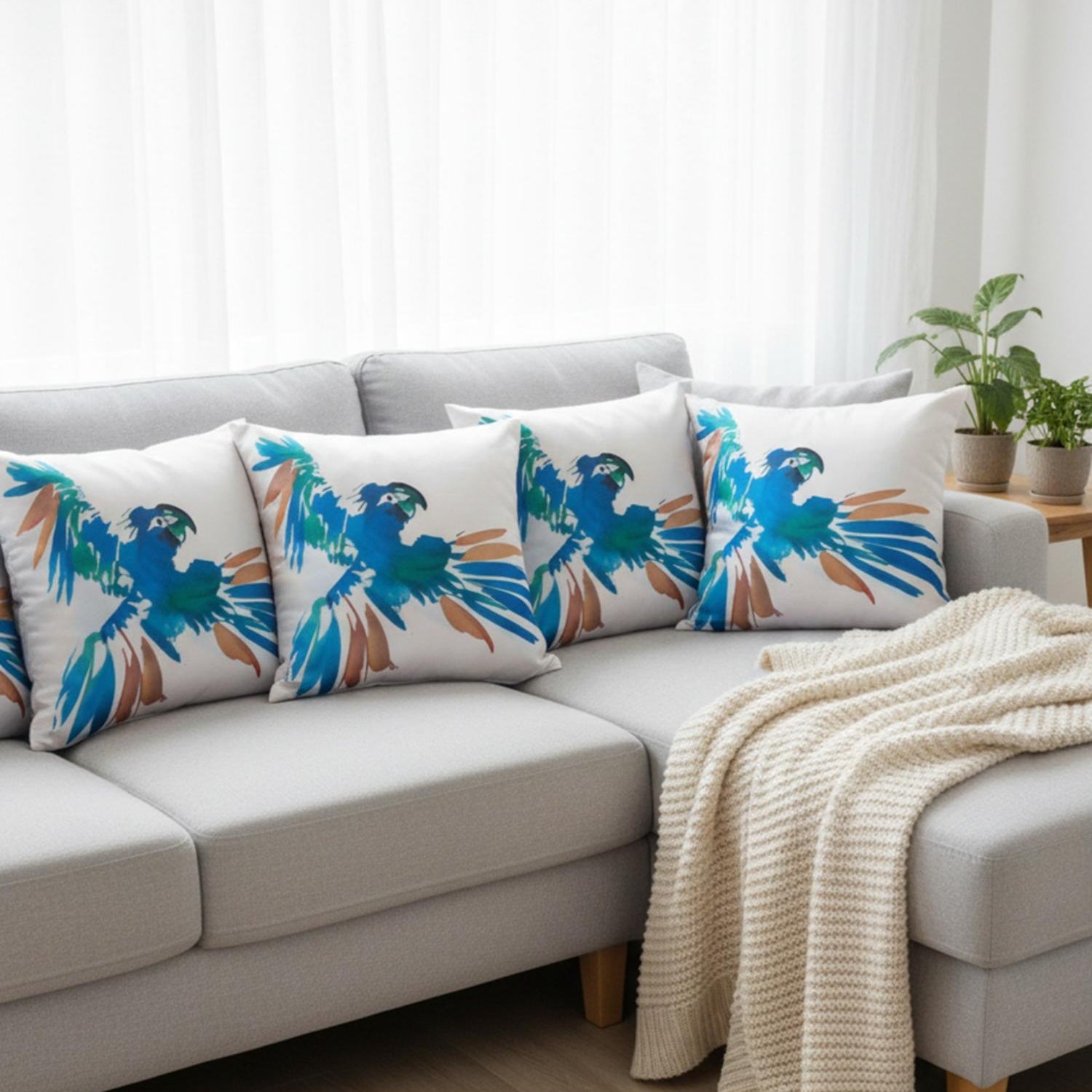 “Abstract Parrot Cushion Cover – Modern Artistic Throw Pillow”