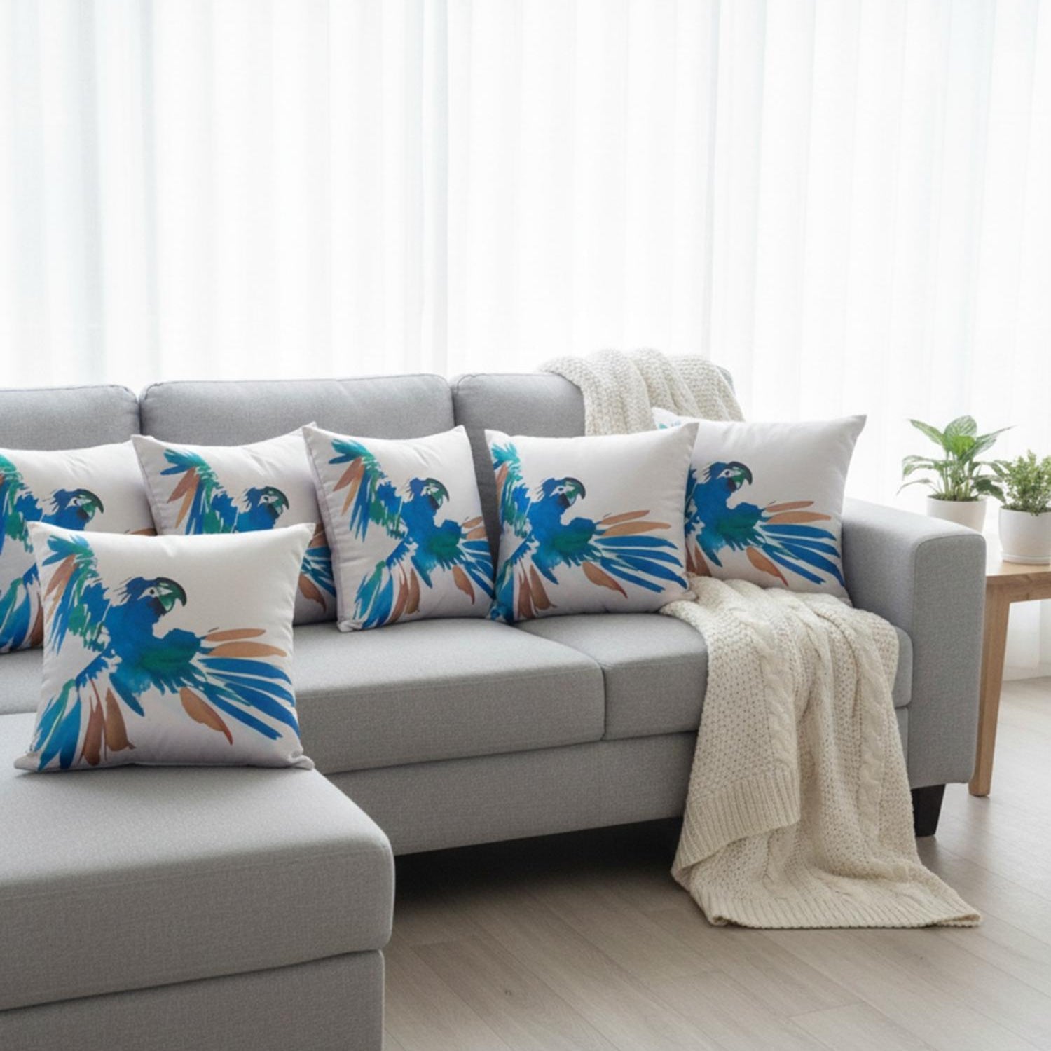 “Abstract Parrot Cushion Cover – Modern Artistic Throw Pillow”