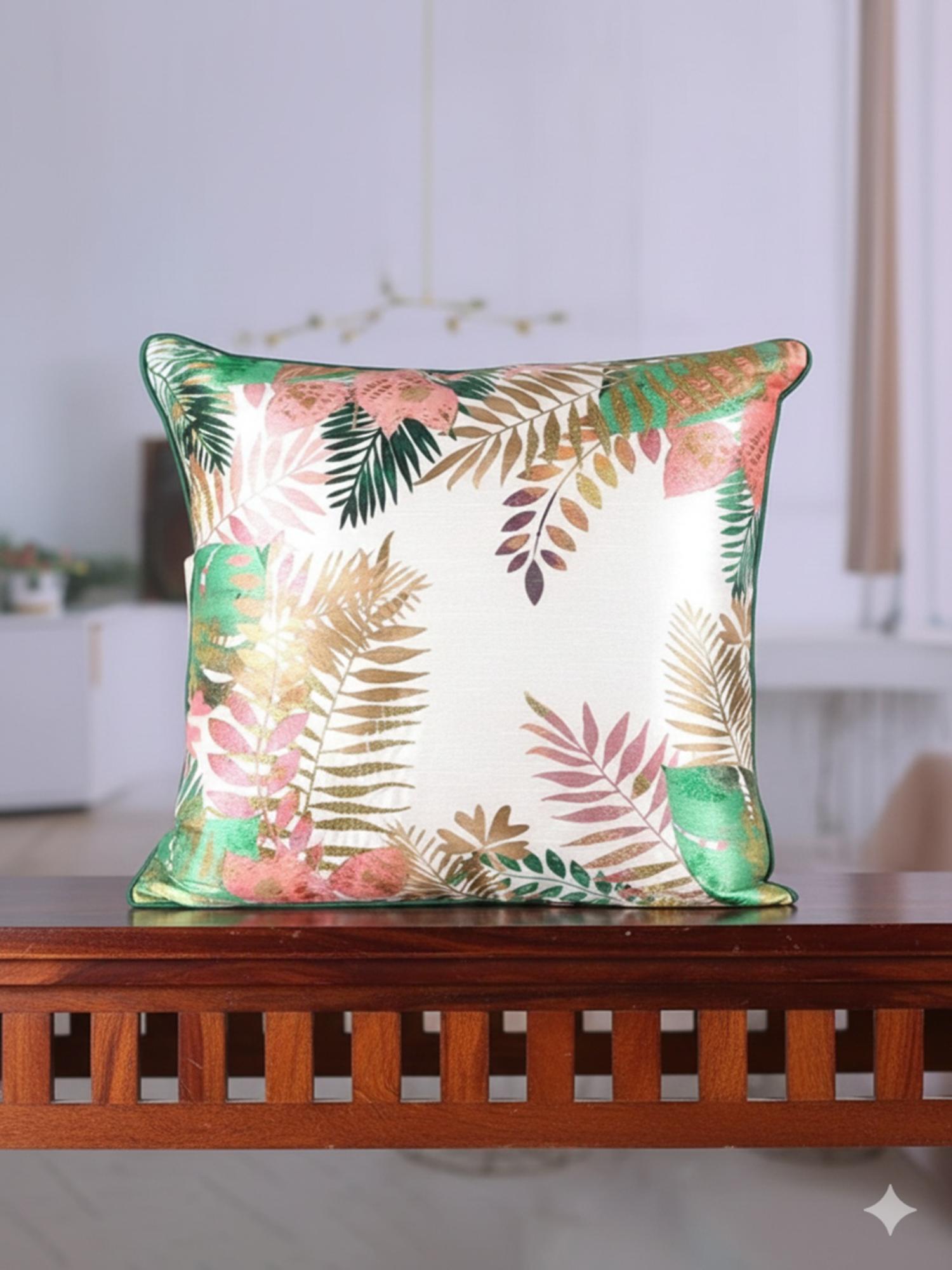 Tropical Botanical Throw Pillow Cover – Modern Leaf Design Accent Cushion