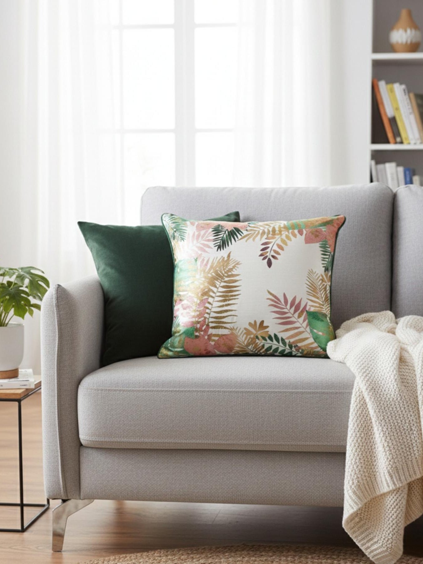 “Vibrant Botanical Cushion Covers – Modern Floral Throw Pillow Set”