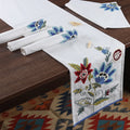 Hand Embroidered Floral Taste Table Runner I Artisan Dining Centerpiece Decoration (14"x72")