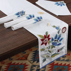 Hand Embroidered Floral Taste Table Runner I Artisan Dining Centerpiece Decoration (14"x72")
