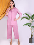 Women Solid Pink Kurta Pant Set