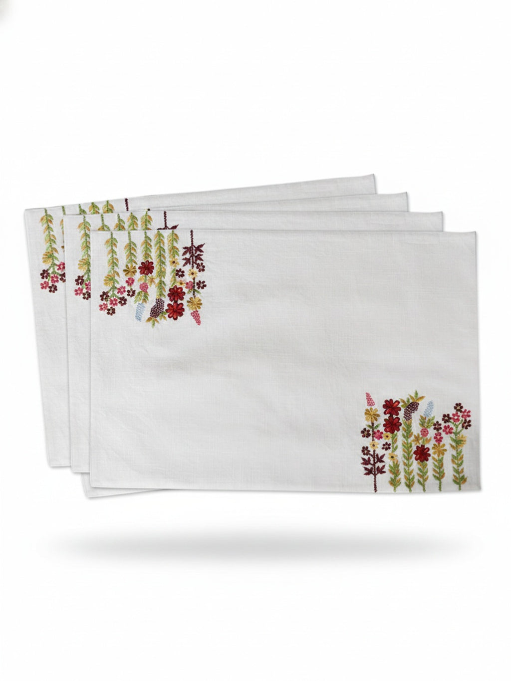 5 Pc Embroidered Floral Table Runner & Placemat Set