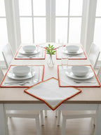 Bird-Themed 5-Pc Cotton Table Linen Set: Embroidered Runner & 4 Placemats
