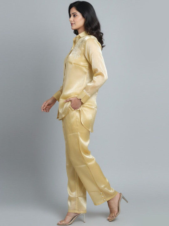 Stylish acrylic  Embroidered Co-Ord Set for Women – Shirt & Pant